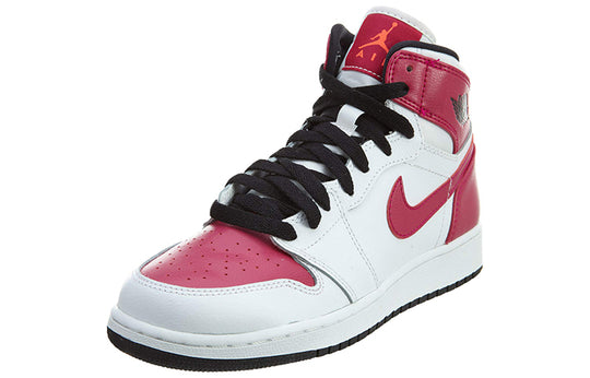 (GS) Air Jordan 1 Retro High 'White Sport Fuchsia' 332148-108 Big Kids Basketball Shoes  -  KICKS CREW