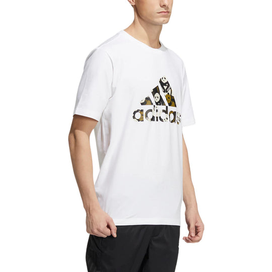 adidas Solid Color Logo Athleisure Casual Sports Short Sleeve Unisex White HS4394