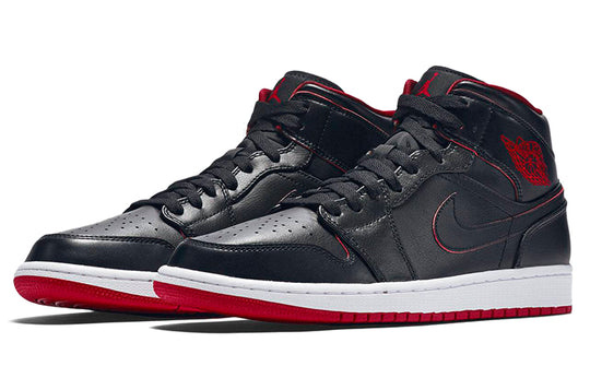 Air Jordan 1 Mid 'Black Red' 554724-028 Retro Basketball Shoes  -  KICKS CREW
