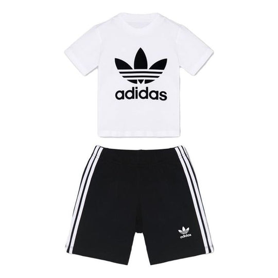(TD) adidas Trefoil Shorts Tee Set 'White Black' FI8318