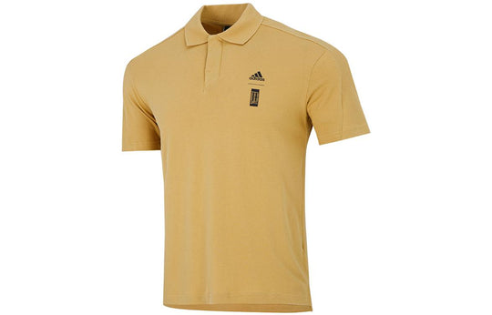 adidas Solid Color Logo Short Sleeve Polo Shirt Yellow HE5165