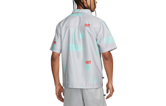 Nike Alphabet Printing single breasted lapel Short Sleeve Shirt Gray DO4024-097