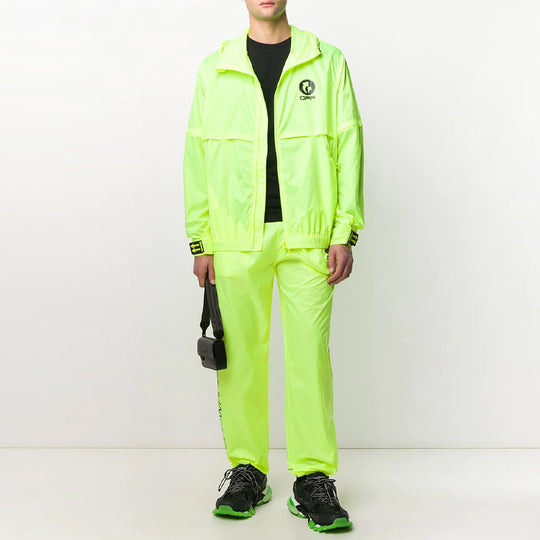 Off-White Casual Zipper Pocket Logo Printing Sports Pants/Trousers/Joggers Loose Fit Green OMVI002R20D160316210