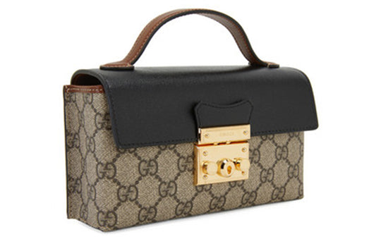 (WMNS) Gucci Padlock Metallic Logo Canvas Box Mini Ebony / Black Handbag 652683-96GAG-9785