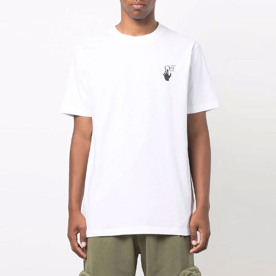 Men's Off-White FW21 Caravaggio Printing Short Sleeve White T-Shirt OMAA027F21JER0110184
