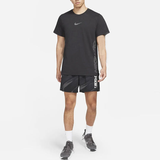Men's Nike Solid Color Training Alphabet Logo Printing Short Sleeve Black T-Shirt DD1829-010