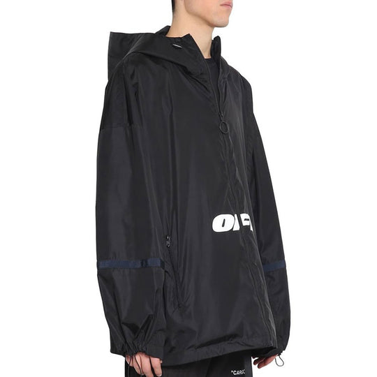 Off-White Printing Zip-up Hooded Jacket Men Black OMEB009E18A230031001