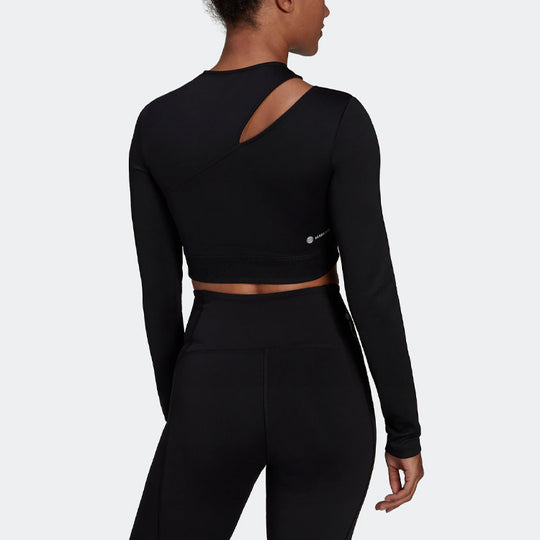 (WMNS) adidas Solid Color Sports Gym Long Sleeves Black HM3179