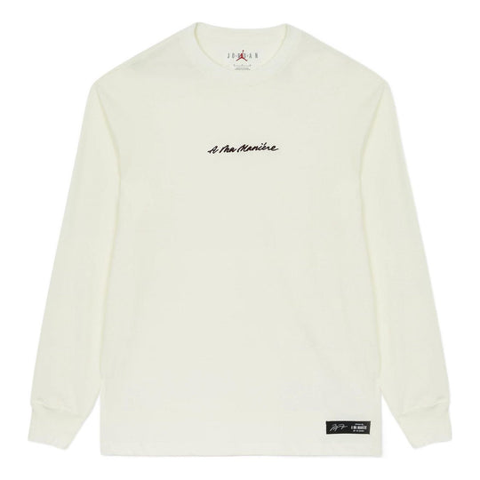 Men's Jordan x A Ma Manire Crossover Solid Color Alphabet Casual Long  Sleeves Autumn Asia Edition Beige T-Shirt DJ9759-133
