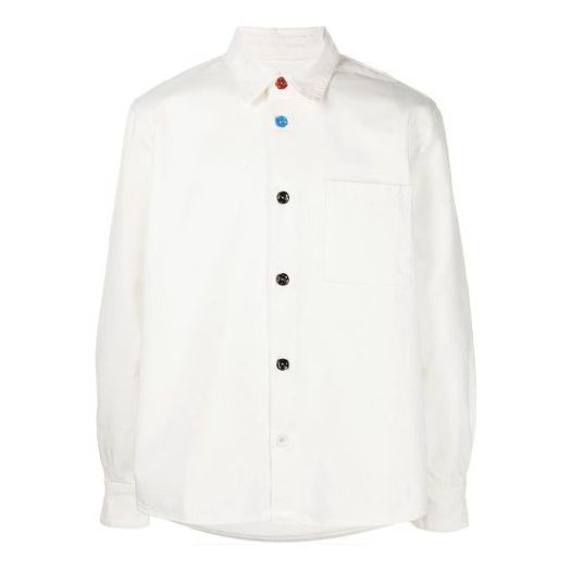 Men's OFF-WHITE Solid Color Long Sleeves Shirt Version White OMYD032F21DEN0020125 Shirt - KICKSCREW