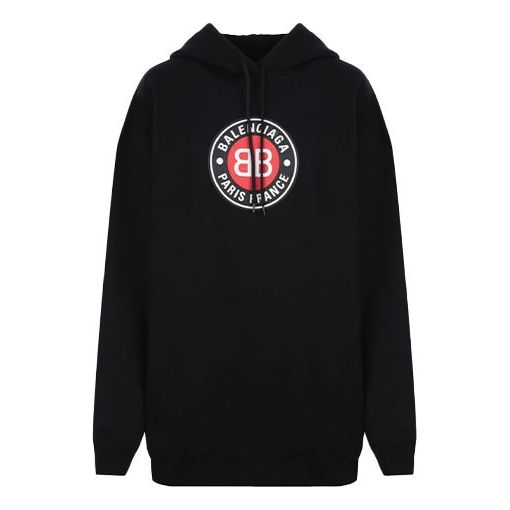 (WMNS) Balenciaga BB Logo Printing Hooded Black 641529TJV771000