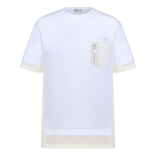 Men's DIOR x Sacai Crossover FW21 Large Cotton Short Sleeve White T-Sh