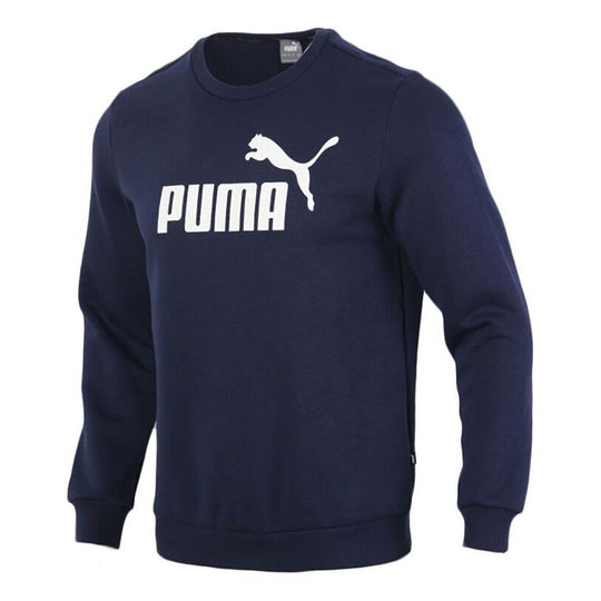 PUMA Logo Knitting Pullover Fleece 'Blue White' 586936-06