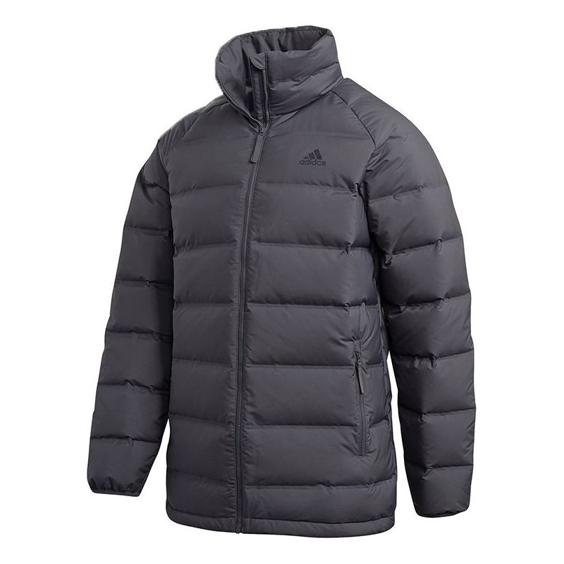KICKS Down Sports Gray Warm Jacket adidas Helionic Casual Stand CREW Collar Stay -