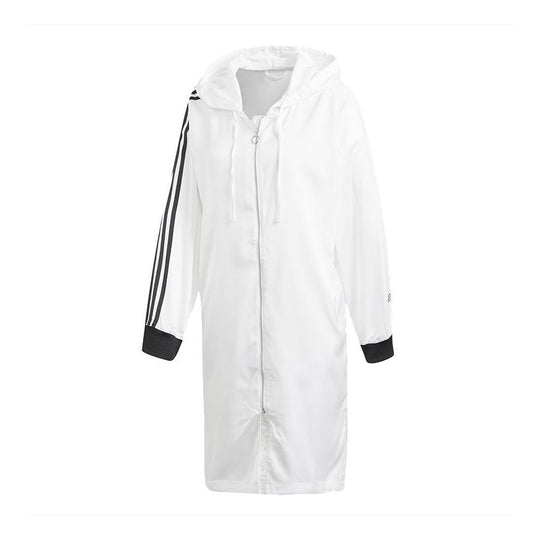 (WMNS) adidas originals Zip Hoodie Long Windproof Hooded Jacket White DU7255